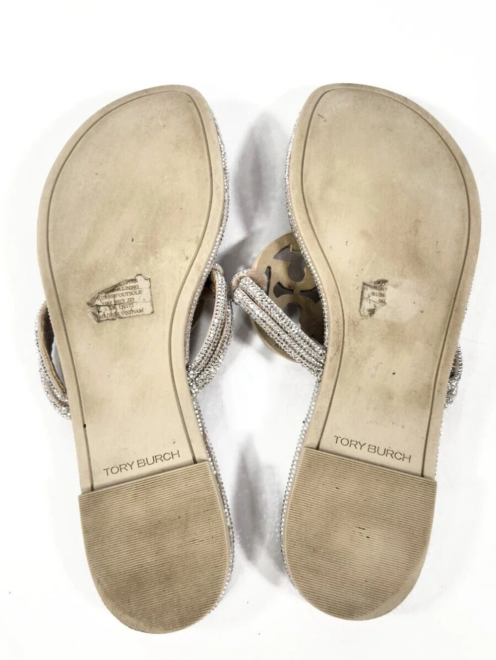 Tory Burch White Rhinestone Sandals Size 9